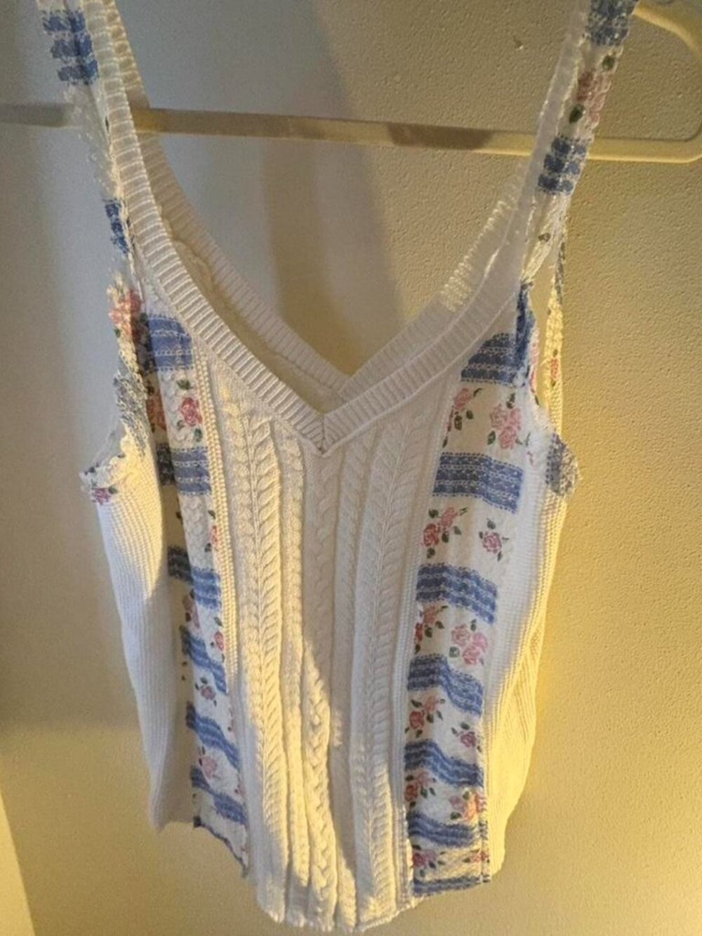 NWOT POL Floral Knit Off White Tank Top